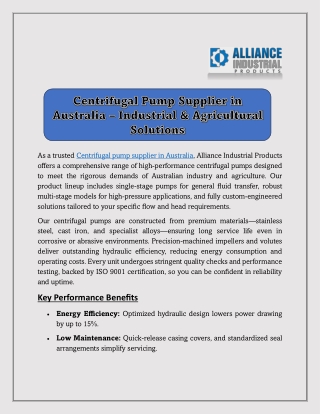 Maximize Efficiency: Ultimate Guide to Centrifugal Pump Suppliers in Australia