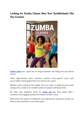 Looking for Zumba Classes Near You - zymmechanix has you covered