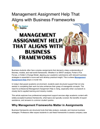 management assignment help that aligns with