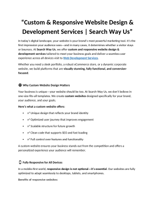custom responsive website design development