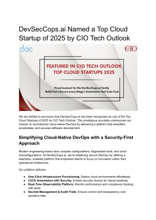 devseccops ai named a top cloud startup of 2025