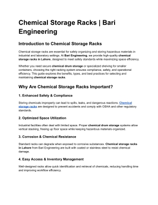 Chemical Storage Racks _ Bari Engineering