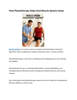 How Physiotherapy Helps Heal Muscle Sprains Faster