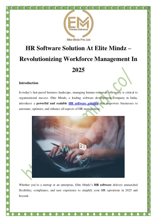 Elite Mindz – Best HR Software Solution in India for 2025