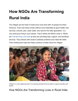 How NGOs Are Transforming Rural India