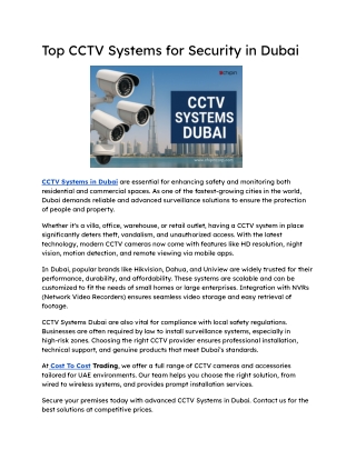Top CCTV Systems for Security in Dubai