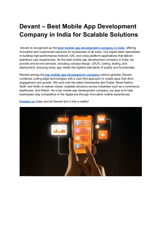 _Devant – Best Mobile App Development Company in India for Scalable Solutions