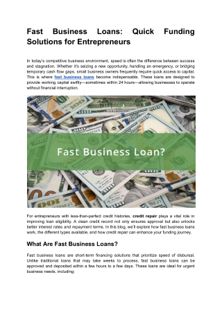 Fast Business Loans_ Quick Funding Solutions for Entrepreneurs