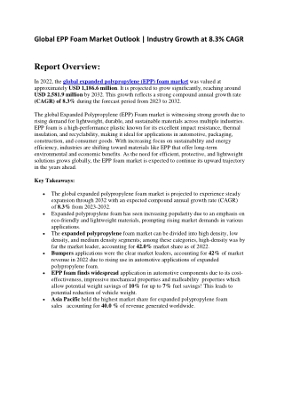 EPP Foam Market Statistics & Forecast (2023–2032)