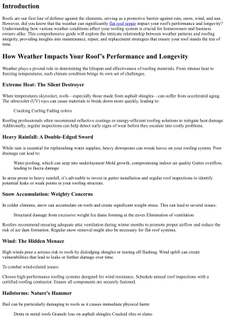 How Weather Impacts Your Roof’s Performance and Longevity