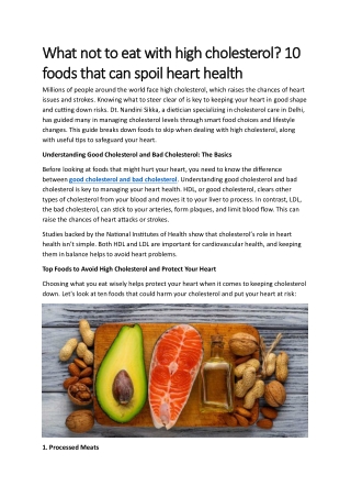 What not to eat with high cholesterol