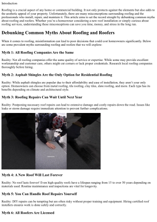 Debunking Common Myths About Roofing and Roofers