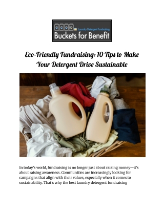 Eco-Friendly Fundraising - 10 Tips to Make Your Detergent Drive Sustainable