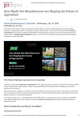 How Shade Net Manufacturers Are Shaping the Future of Agriculture
