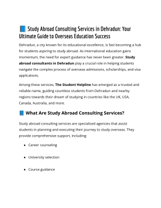 Study Abroad Consultants in Dehradun
