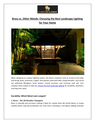 Brass vs. Other Metals Choosing the Best Landscape Lighting for Your Home - Illuminated Gardens