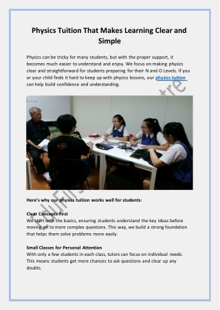 physics tuition that makes learning clear