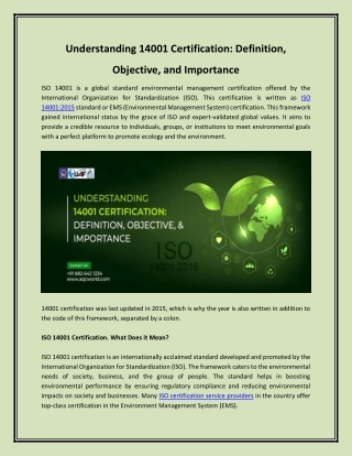 understanding 14001 certification definition