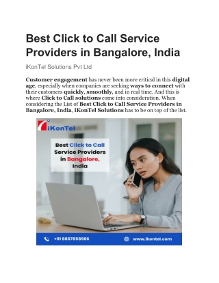 Best Click to Call Service Providers in Bangalore