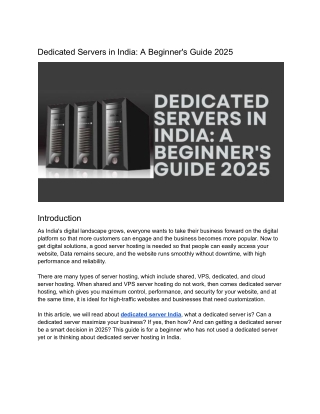 Dedicated Servers in India_ A Beginner's Guide 2025