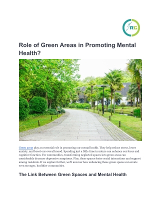 Role of Green Areas in Promoting Mental Health_