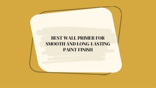 Best Wall Primer for Smooth and Long-Lasting Paint Finish