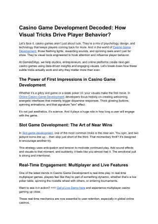 Casino Game Development Decoded How Visual Tricks Drive Player Behavior