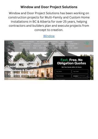 window and door project solutions
