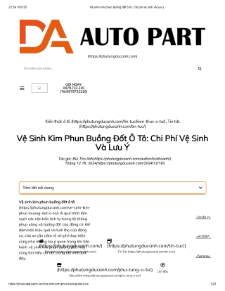 Vệ sinh kim phun buồng đốt ô tô. Chi phí vệ sinh và lưu ý
