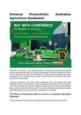agriculture equipment Australia