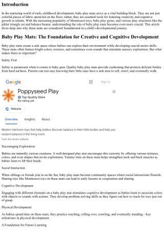 Baby Play Mats: The Foundation for Creative and Cognitive Development
