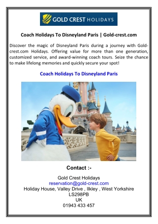 Coach Holidays To Disneyland Paris  Gold-crest.com