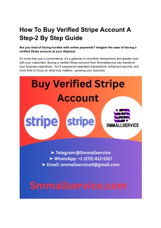 How To Buy Verified Stripe Account A Step-2 By Step Guide