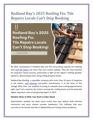 Redland Bay’s 2025 Roofing Fix - Redland Bay Roof