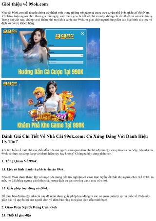 **Đánh Giá Chi Tiết Về Nhà Cái 99ok.com: Có Xứng Đáng Với Danh Hiệu Uy Tín?**