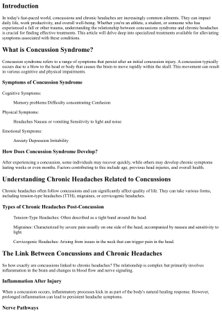 Concussions and Chronic Headaches: Finding Relief Through Specialized Treatments