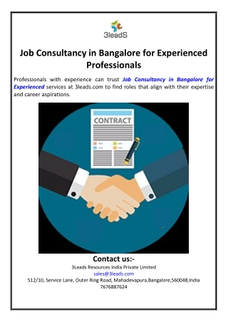 Job Consultancy in Bangalore for Experienced Professionals