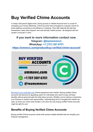 Buy Verified Chime Accounts With Debit Card Linked