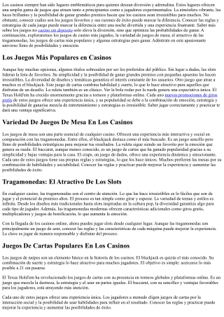 Descubre Los Juegos Más Populares En Los Casinos