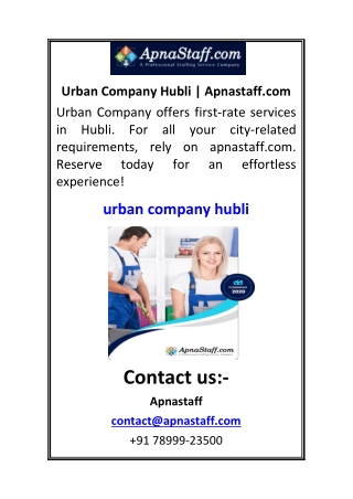 Urban Company Hubli  Apnastaff.com
