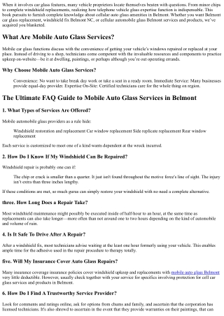 The Ultimate FAQ Guide to Mobile Auto Glass Services in Belmont