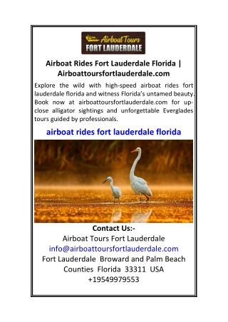 Airboat Rides Fort Lauderdale Florida Airboattoursfortlauderdale.com