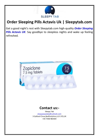 Order Sleeping Pills Actavis Uk | Sleepytab.com