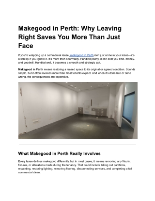 Makegood in Perth - Why Leaving Right Saves You More Than Just Face