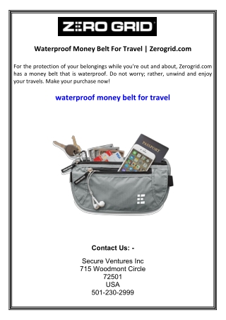 Waterproof Money Belt For Travel  Zerogrid.com