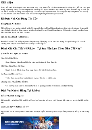 Đánh Giá Chi Tiết Về Rikbet: Tại Sao Nên Lựa Chọn Nhà Cái Này?
