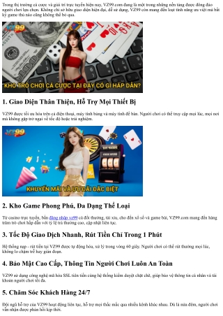 **Các Tính Năng Nổi Bật Của VZ99.com Mà Bạn Không Thể Bỏ Qua**