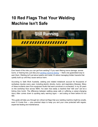 10 Red Flags That Your Welding Machine Isn't Safe