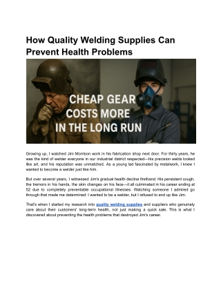 How Quality Welding Supplies Can Prevent Health Problems