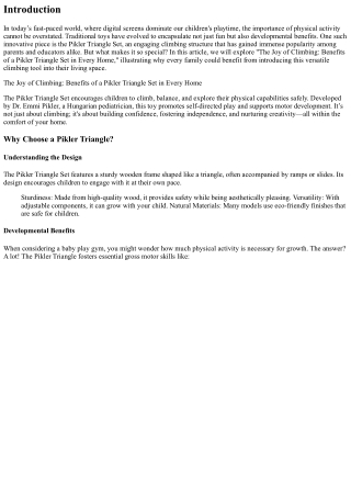 The Joy of Climbing: Benefits of a Pikler Triangle Set in Every Home